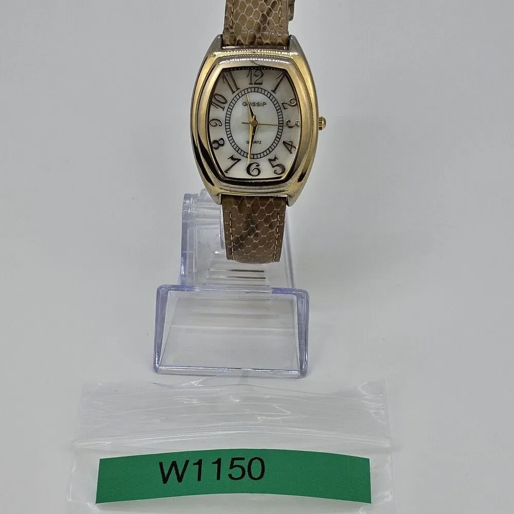 Gossip Watch Women 31MM White Dial Brown Leather Band‎ Straps New Battery